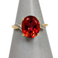 Pre-Owned 9ct Gold Oval Coated Topaz & Diamond Ring Size N