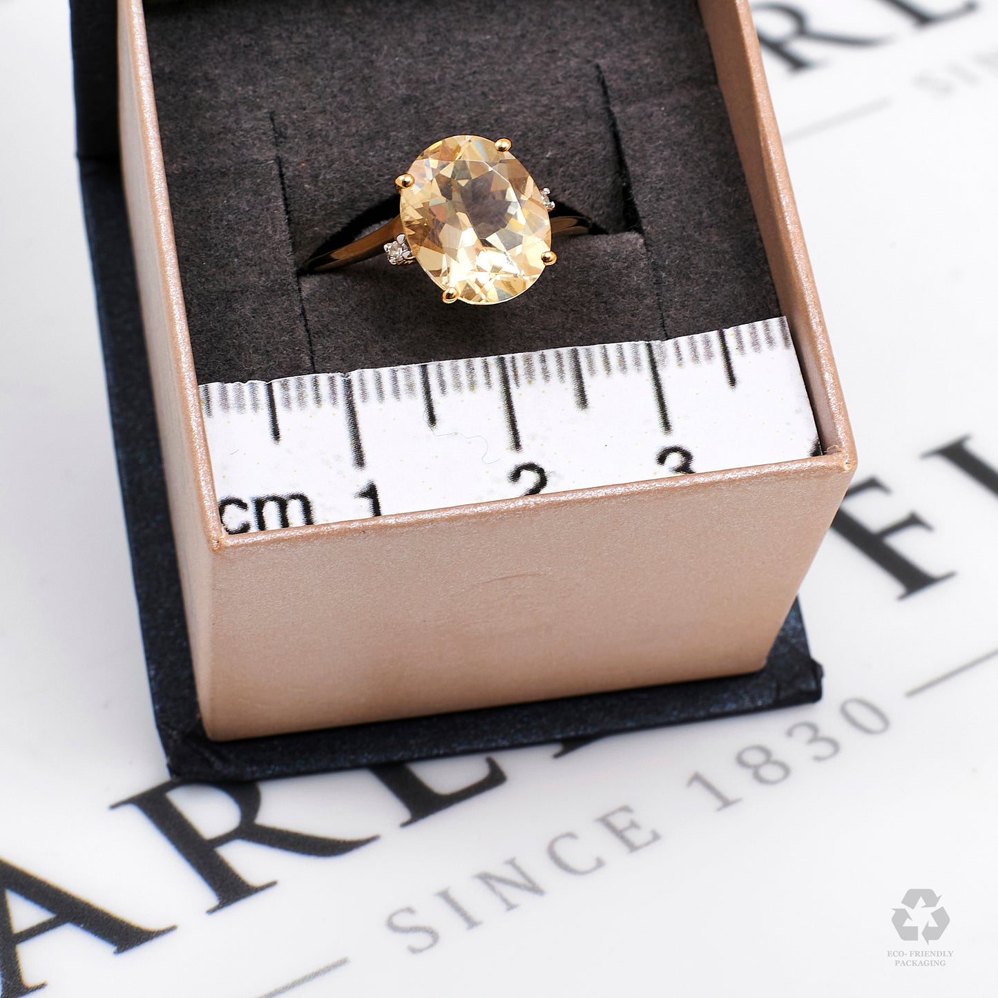 Pre-Owned 9ct Gold Oval Labradorite & Diamond Ring Size N.5