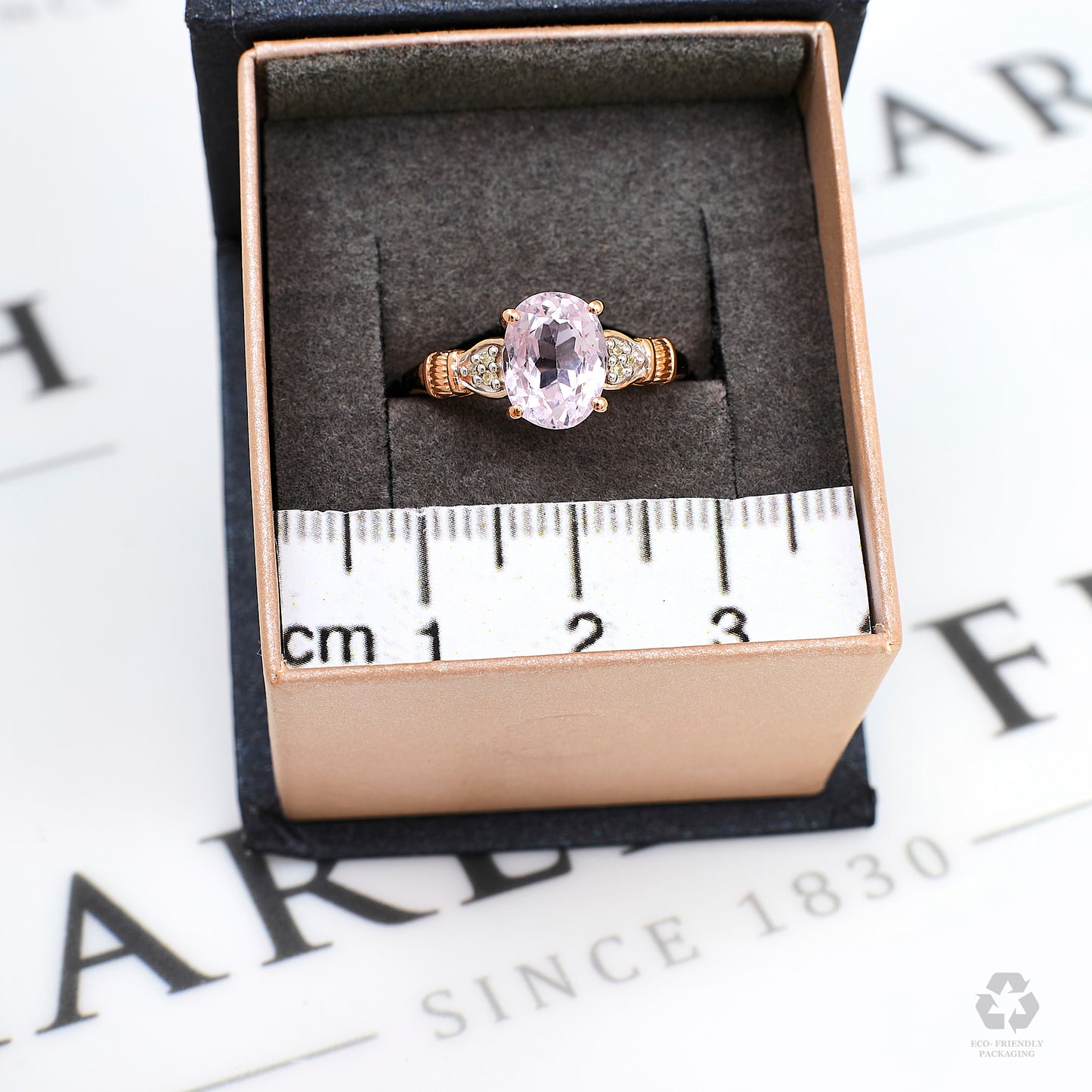 Pre-Owned 9ct Rose Gold Kunzite & Diamond Ring Size N.5