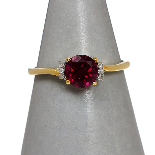 Pre-Owned 9ct Gold Garnet & Diamond Ring Size O