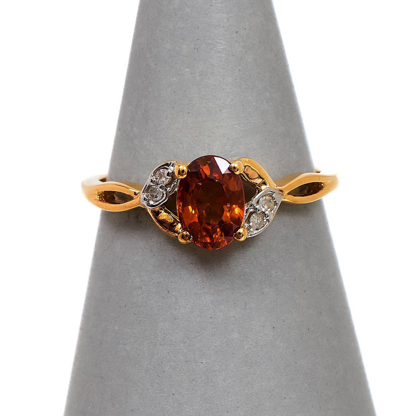 Pre-Owned 9ct Gold Treated Sapphire & Diamond Ring Size N
