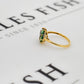 Pre-Owned 9ct Gold 3 Green Treated Sapphire & Diamond Ring