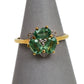 Pre-Owned 9ct Gold 3 Green Treated Sapphire & Diamond Ring