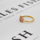 Pre-Owned 9ct Gold 6 Garnet & 2 Diamond Ring Size N