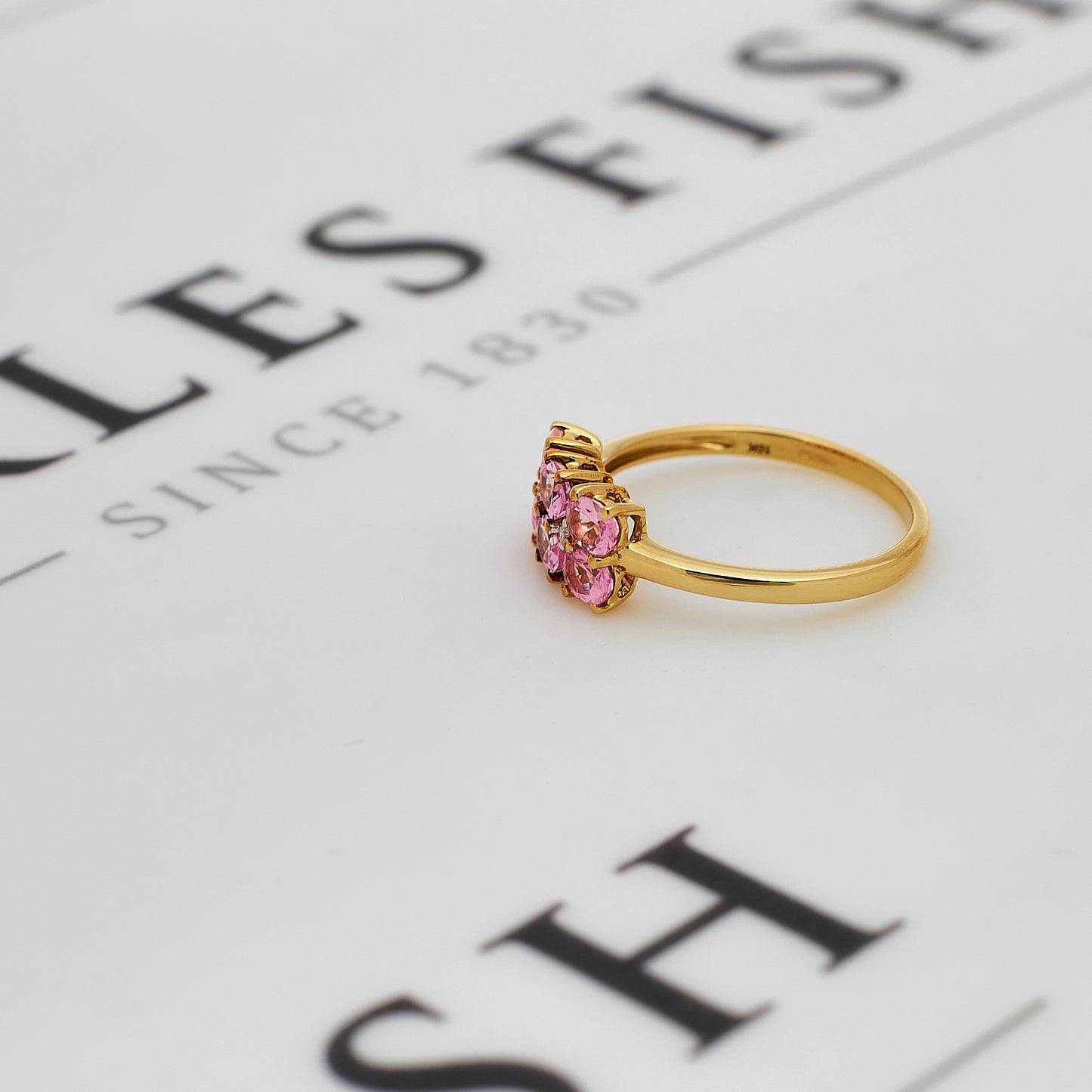 Pre-Owned 9ct Gold 6 Garnet & 2 Diamond Ring Size N