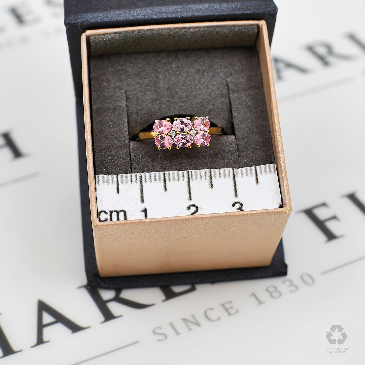 Pre-Owned 9ct Gold 6 Garnet & 2 Diamond Ring Size N