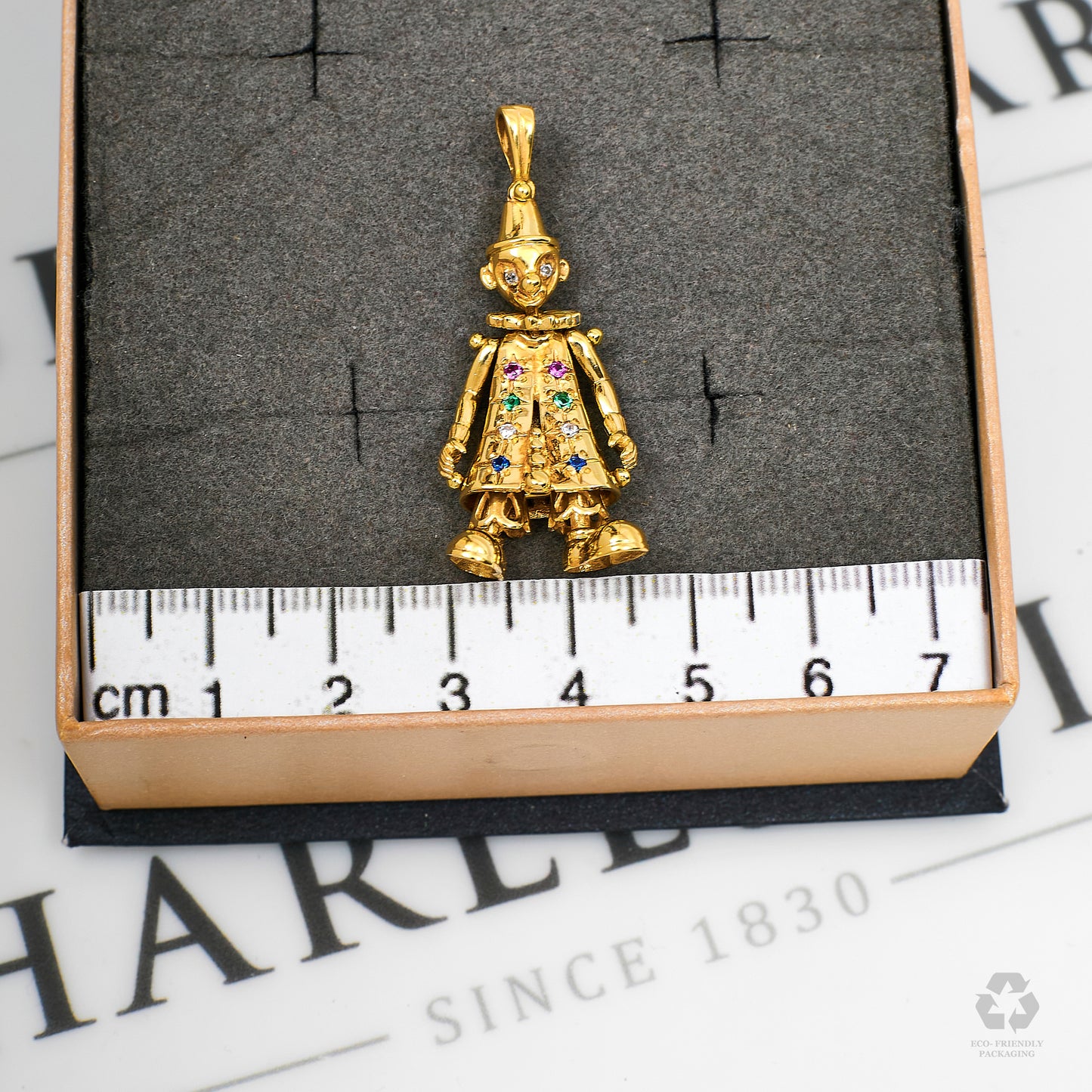Pre-Owned 9ct Gold Synthetic Stone Articulated Clown Pendant