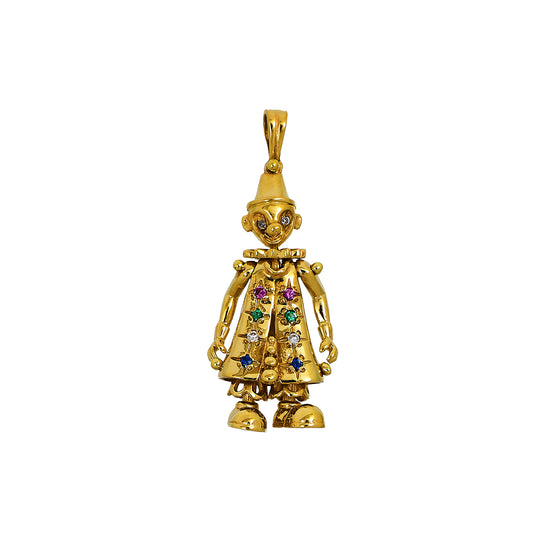 Pre-Owned 9ct Gold Synthetic Stone Articulated Clown Pendant