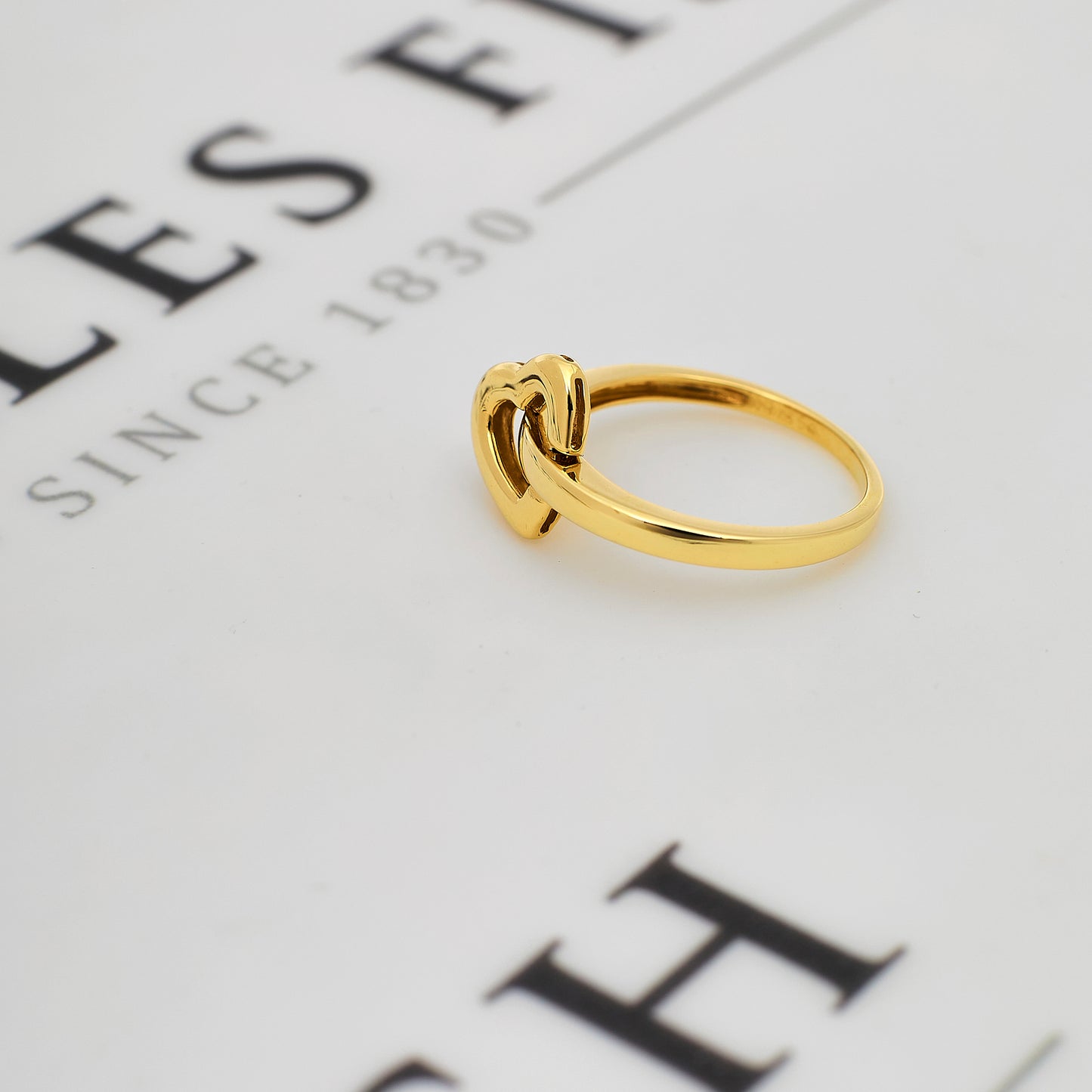Pre-Owned 9ct Gold Floating Heart Tassel Ring Size M