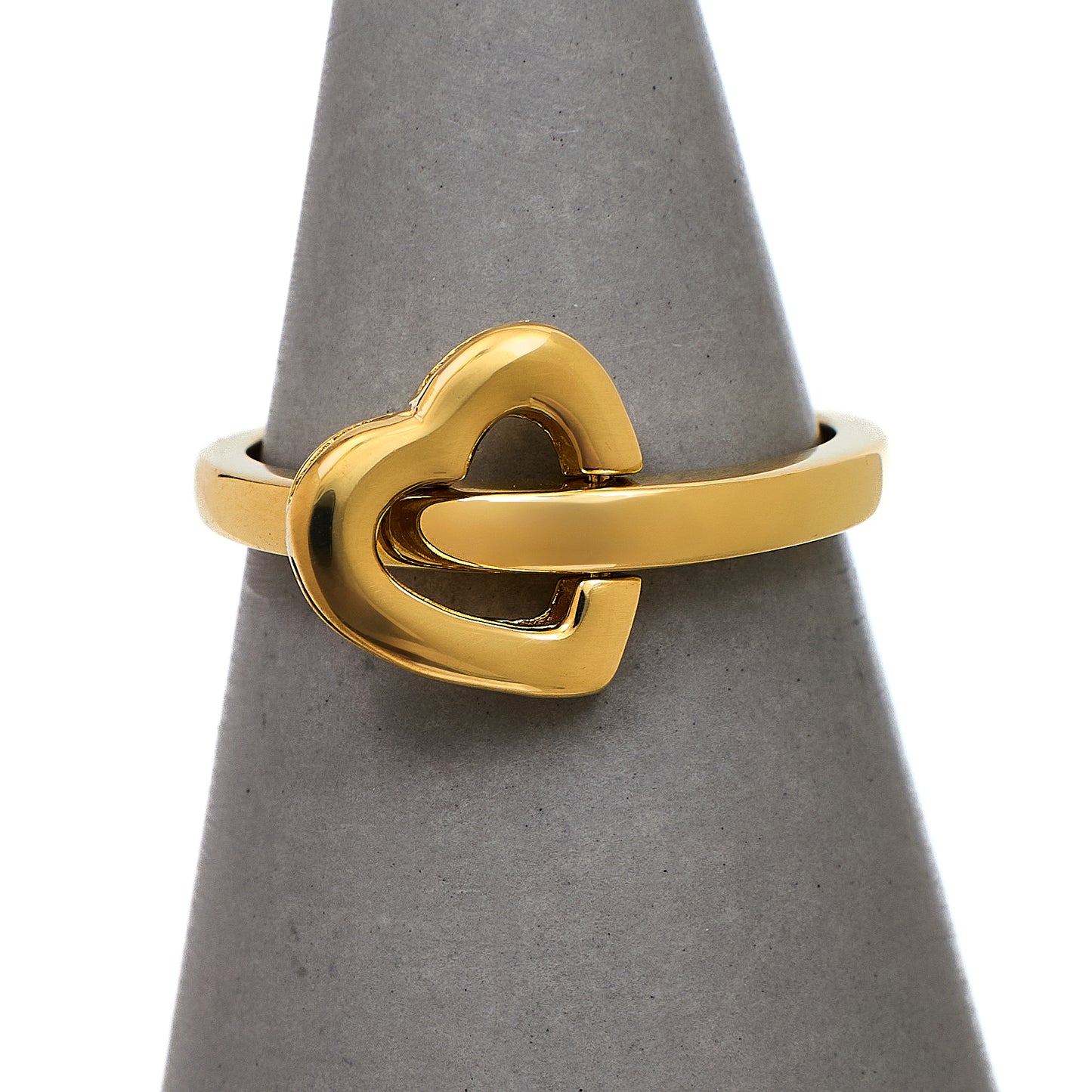 Pre-Owned 9ct Gold Floating Heart Tassel Ring Size M