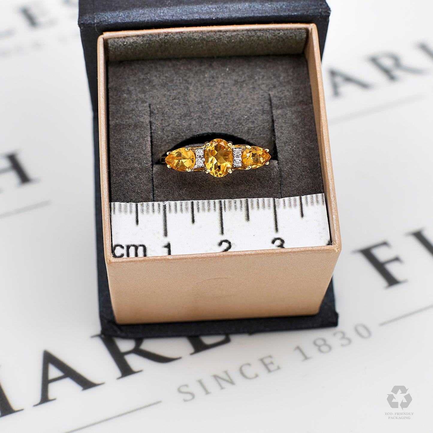 Pre-Owned 9ct Gold Diamond & Citrine Dress Ring Size R