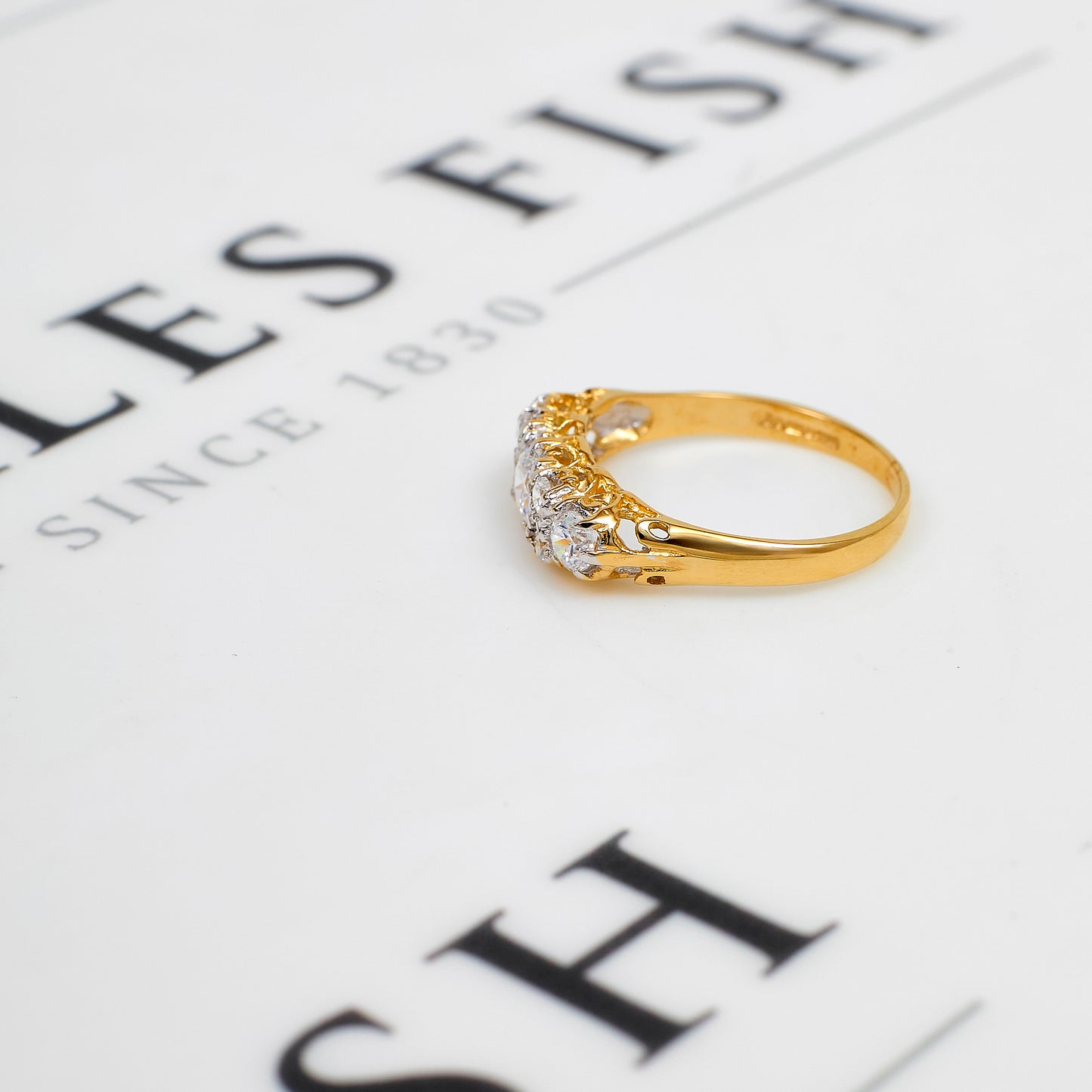 Pre-Owned 14ct Gold CZ Dress Ring Size Q