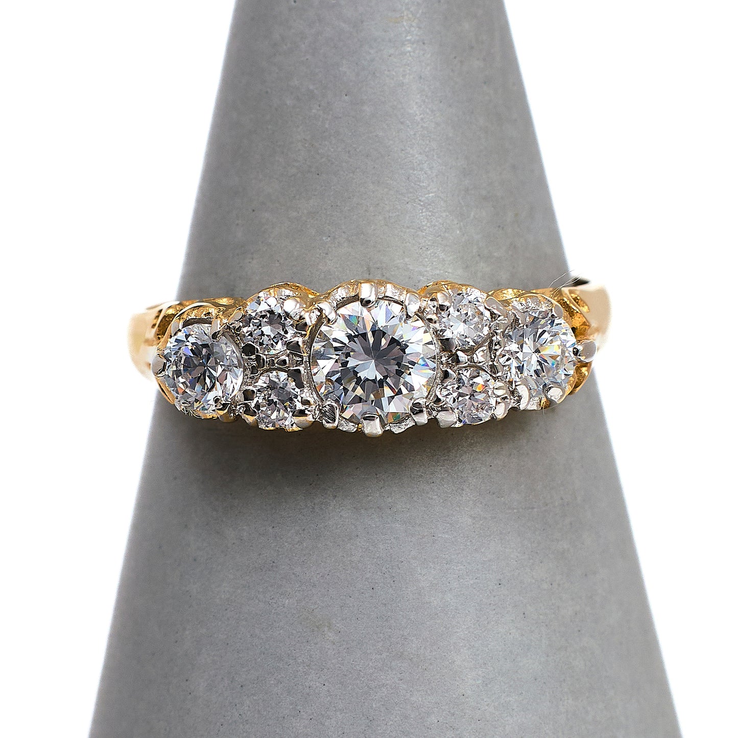 Pre-Owned 14ct Gold CZ Dress Ring Size Q