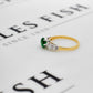 Pre-Owned 14ct Gold Green & White CZ Dress Ring Size Q.5