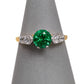 Pre-Owned 14ct Gold Green & White CZ Dress Ring Size Q.5
