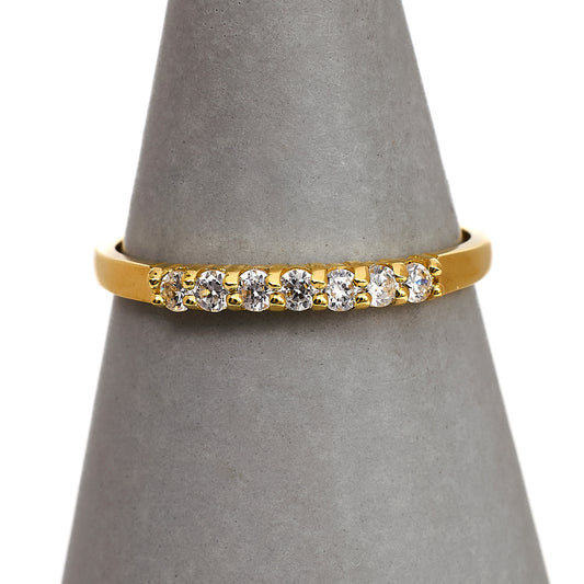 Pre-Owned 14ct Gold 7 CZ Dress Ring Size S