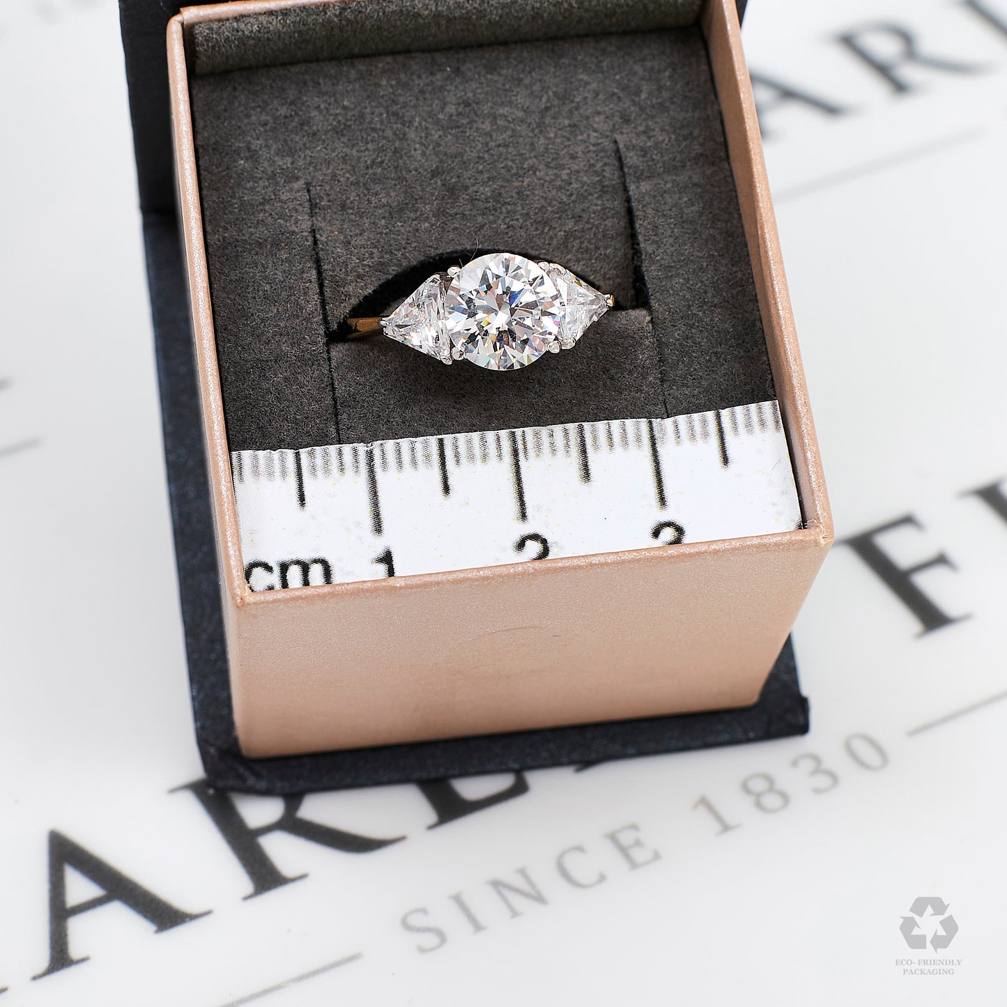 Pre-Owned 14ct Gold 3 CZ Dress Ring Size P