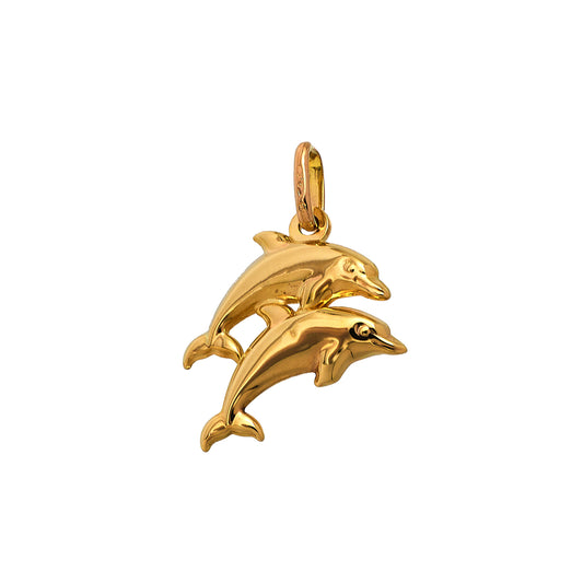 Pre-Owned 9ct Gold Double Dolphin Pendant
