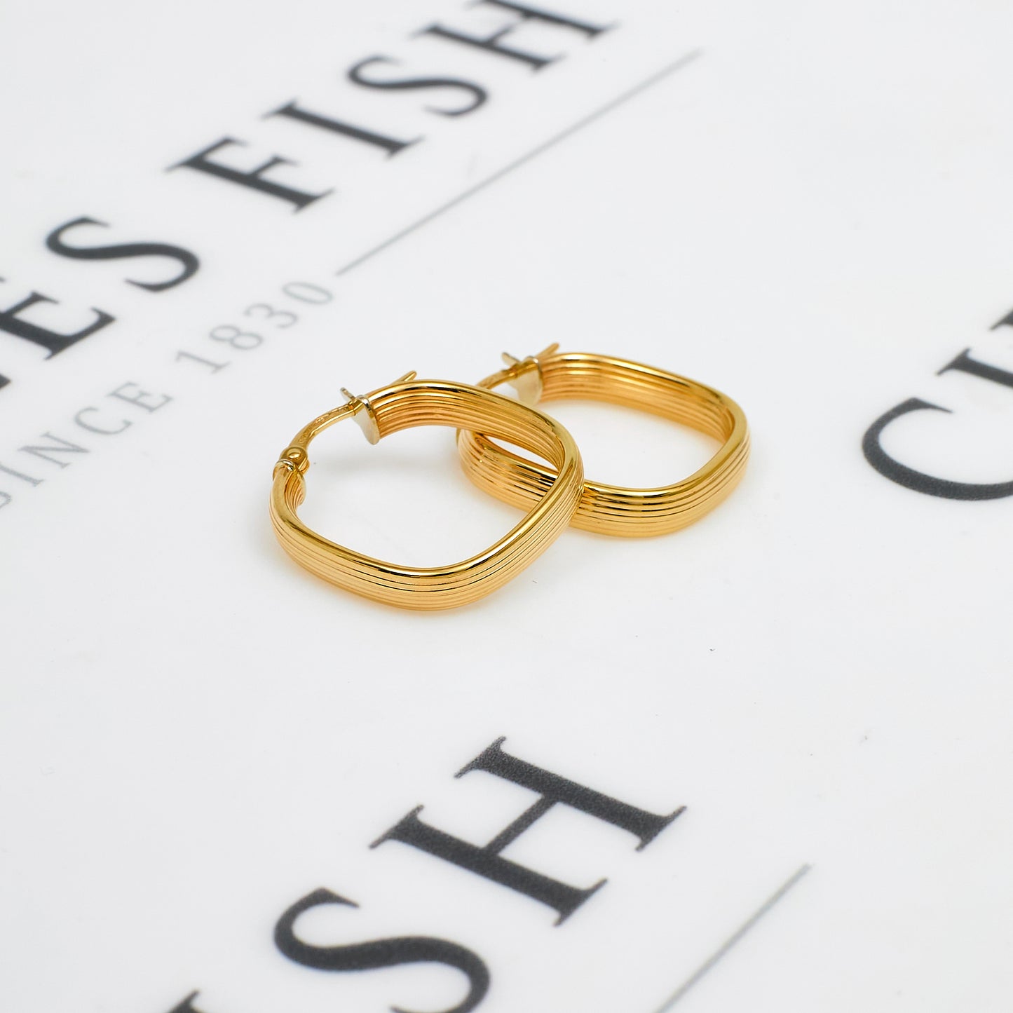 Pre-Owned 9ct Gold Square Creole Hoop Earrings