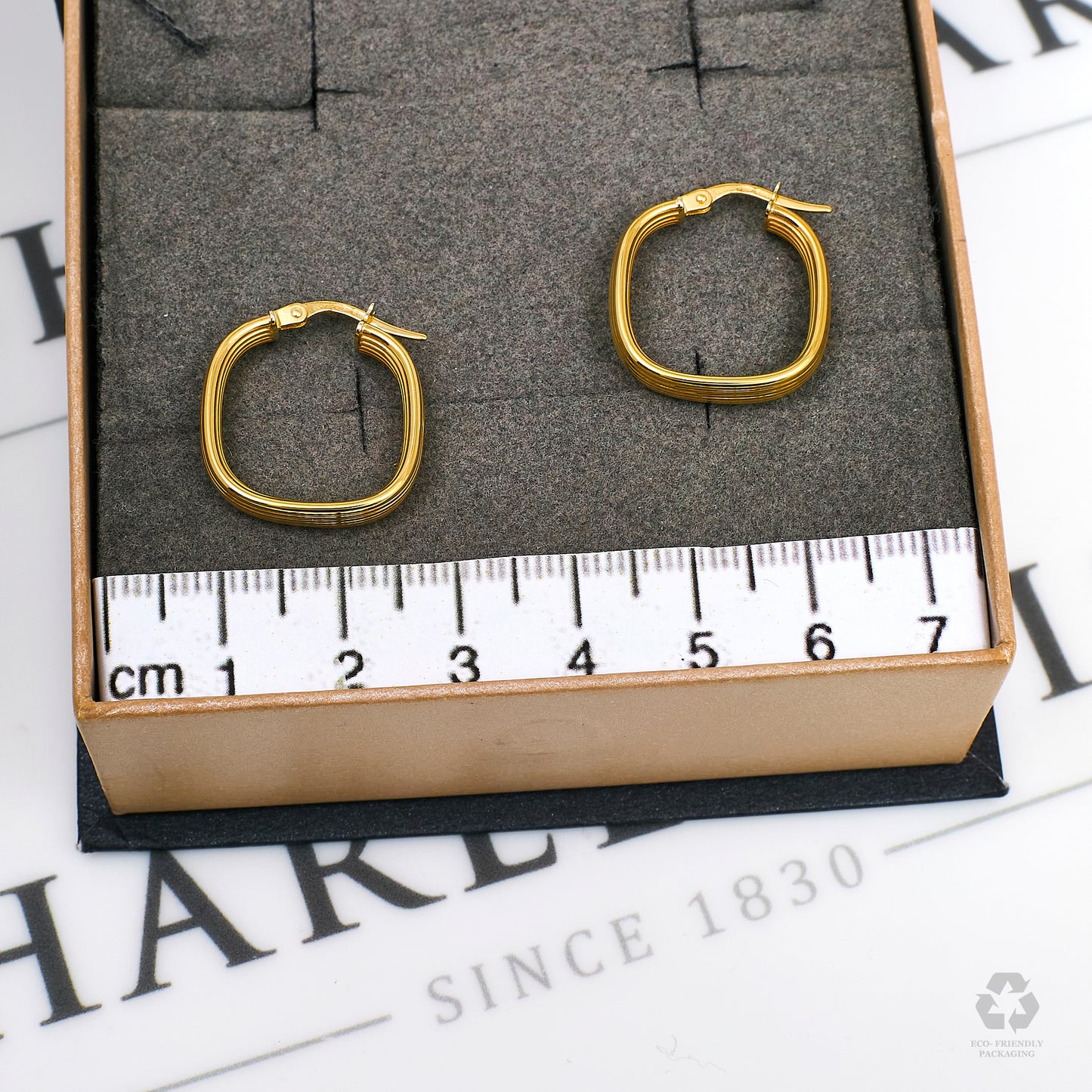 Pre-Owned 9ct Gold Square Creole Hoop Earrings