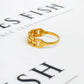 Pre-Owned 9ct Gold Rectangle Link Design Ring Size R
