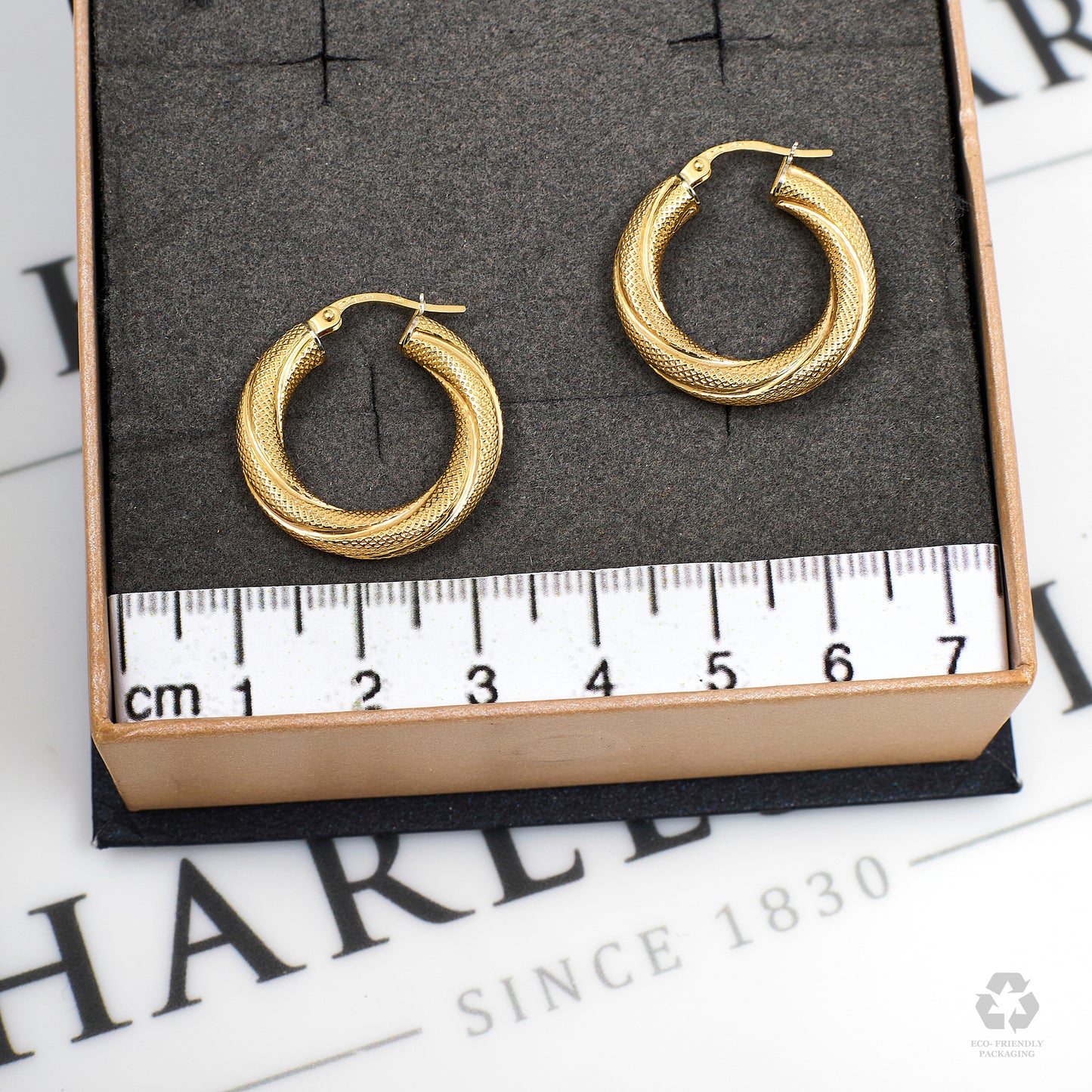 Pre-Owned 9ct Gold Matte Creole Twist Hoop Earrings