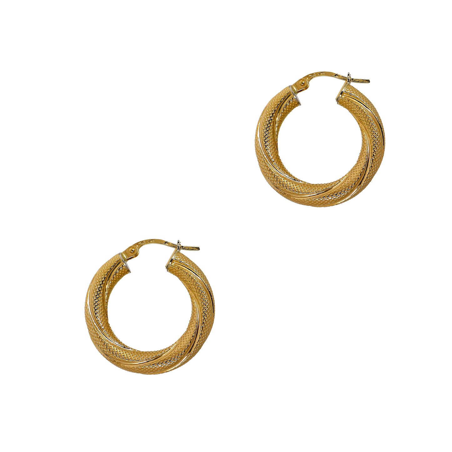 Pre-Owned 9ct Gold Matte Creole Twist Hoop Earrings