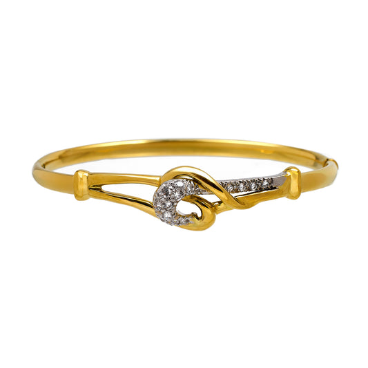 Pre-Owned 18ct Gold CZ Hinged Loop Design Bangle