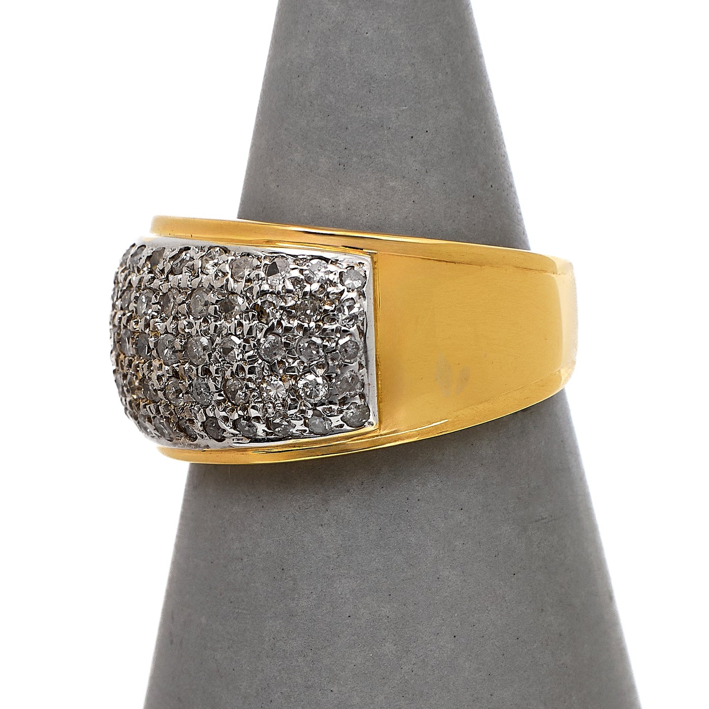 Pre-Owned 9ct Gold 5 Row Diamond Bump Head Ring Size N