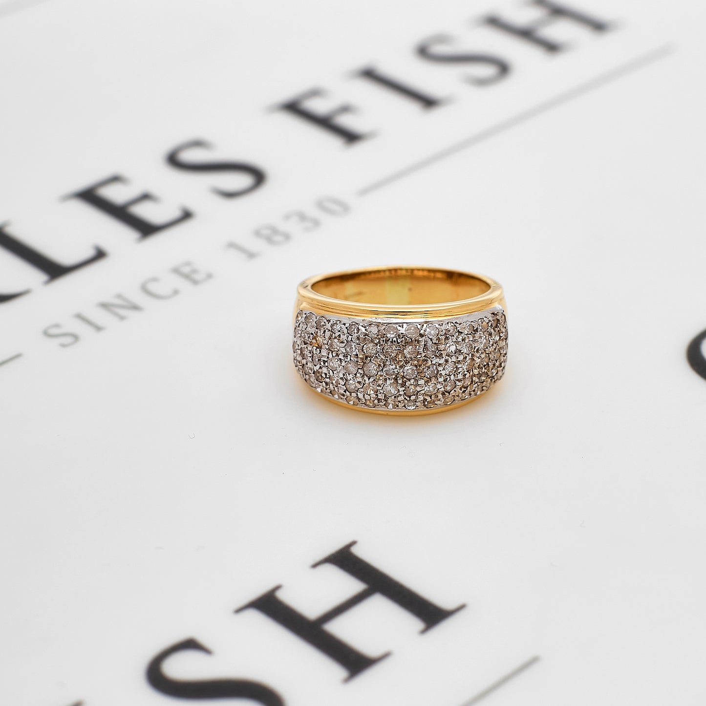 Pre-Owned 9ct Gold 5 Row Diamond Bump Head Ring Size N