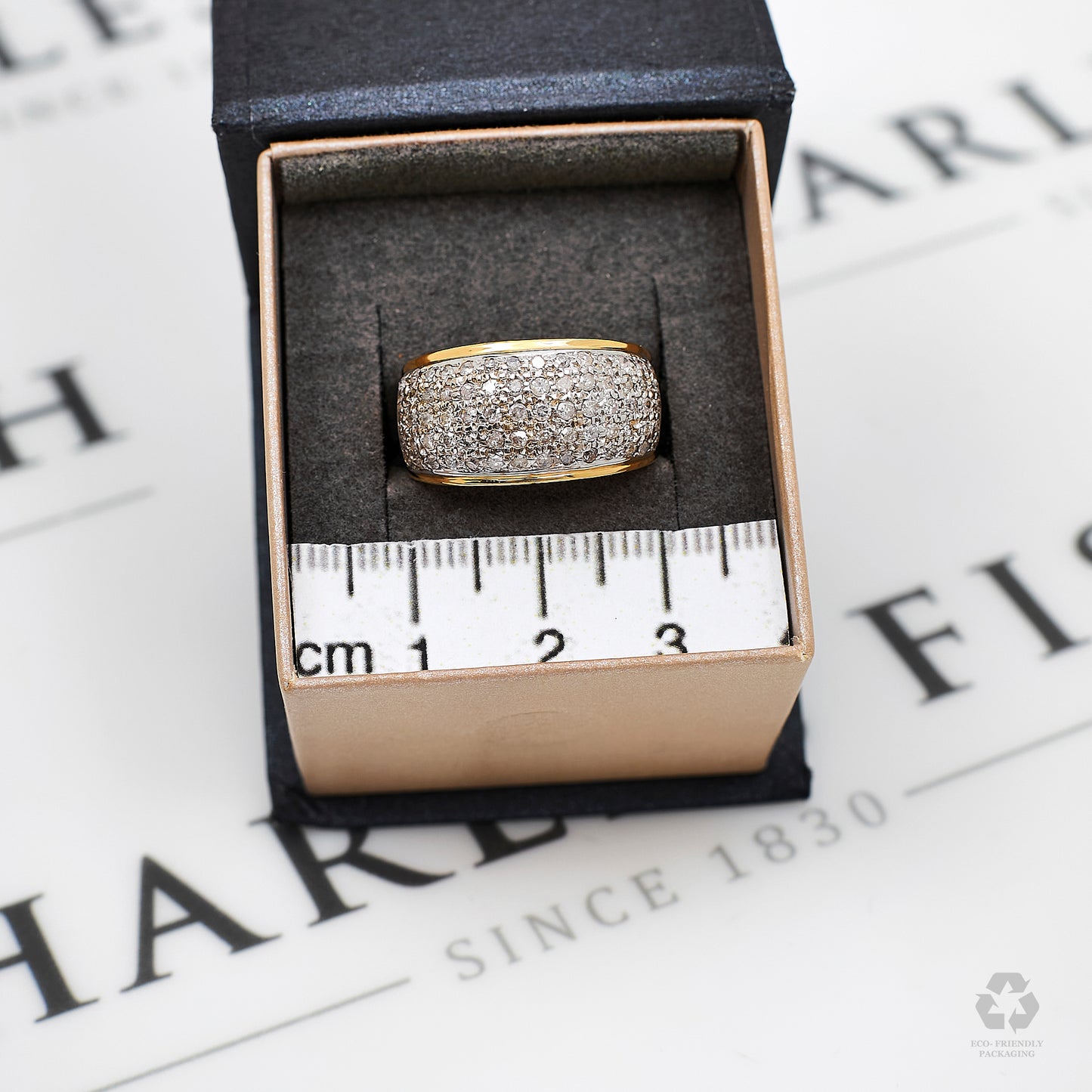 Pre-Owned 9ct Gold 5 Row Diamond Bump Head Ring Size N