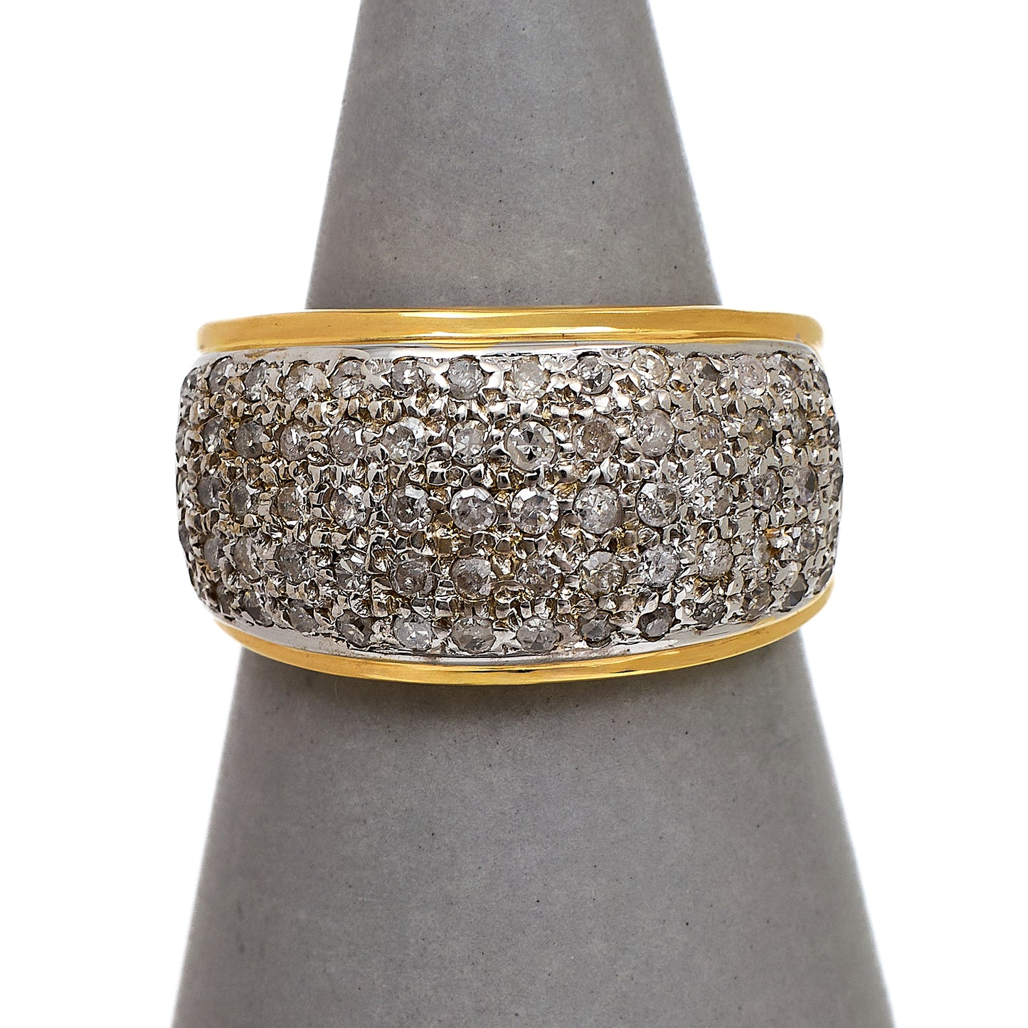 Pre-Owned 9ct Gold 5 Row Diamond Bump Head Ring Size N