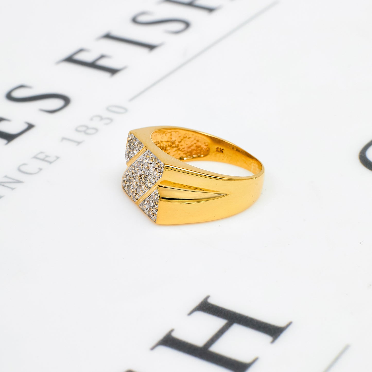 Pre-Owned 9ct Gold Diamond Signet Ring Size P