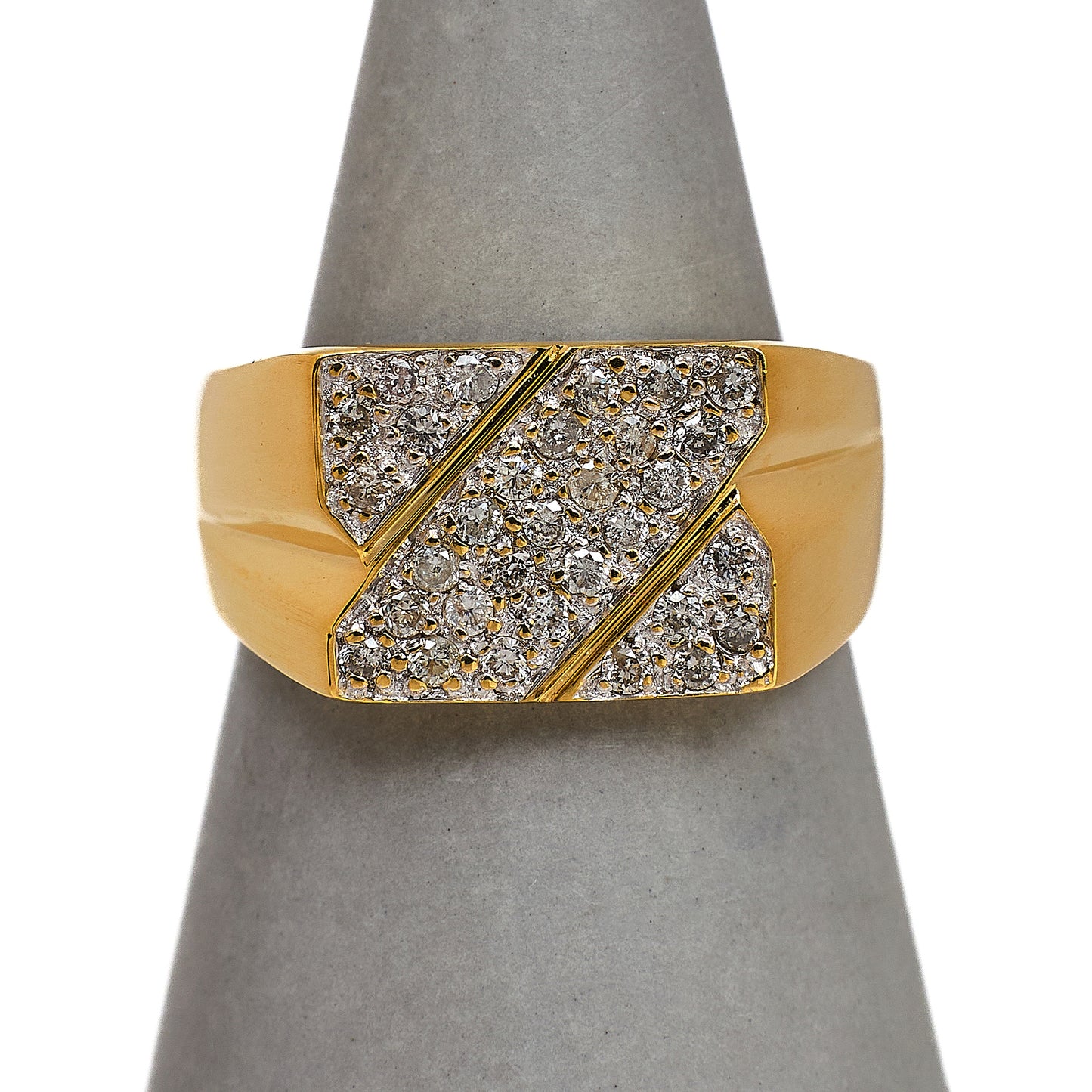 Pre-Owned 9ct Gold Diamond Signet Ring Size P