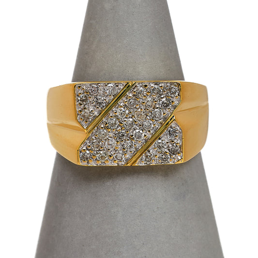 Pre-Owned 9ct Gold Diamond Signet Ring Size P