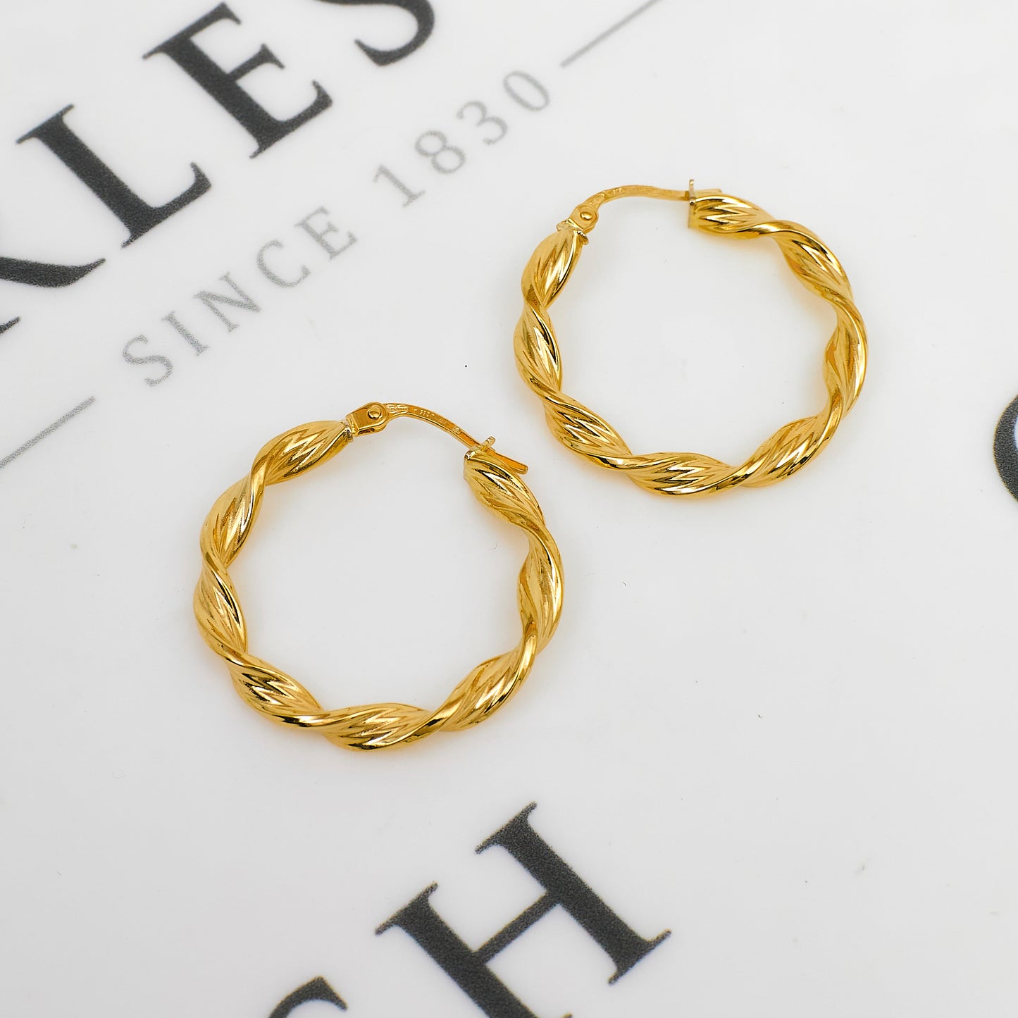Pre-Owned 9ct Gold Twist Creole Hoop Earrings