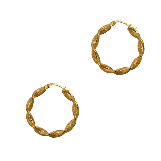 Pre-Owned 9ct Gold Twist Creole Hoop Earrings