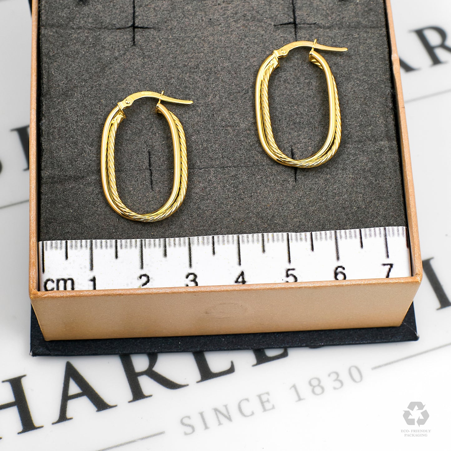 Pre-Owned 9ct Gold Twist & Plain 2 Hoop Creole Earrings