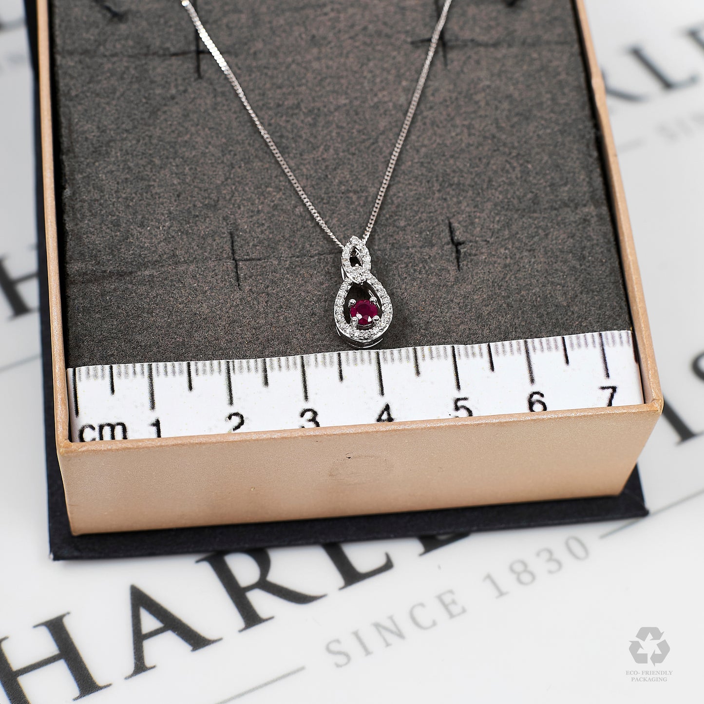 Pre-Owned 9ct Glass Filled Ruby & Diamond Pendant Necklace