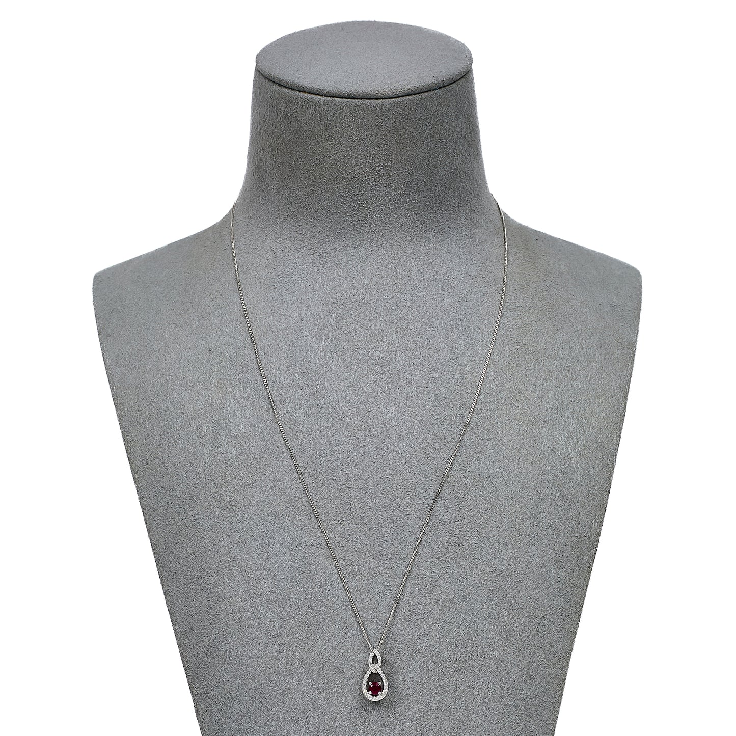 Pre-Owned 9ct Glass Filled Ruby & Diamond Pendant Necklace