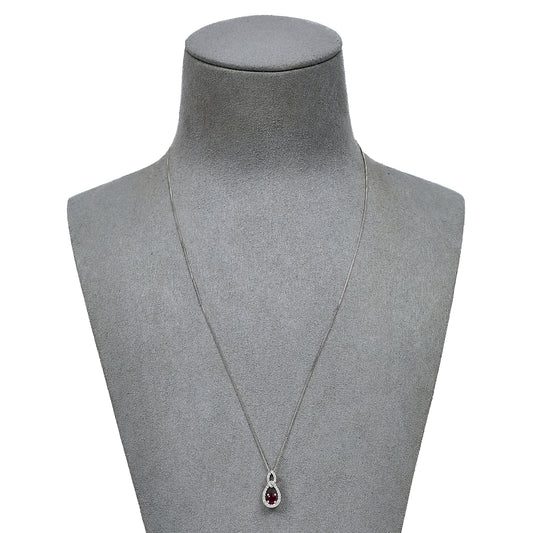 Pre-Owned 9ct Glass Filled Ruby & Diamond Pendant Necklace