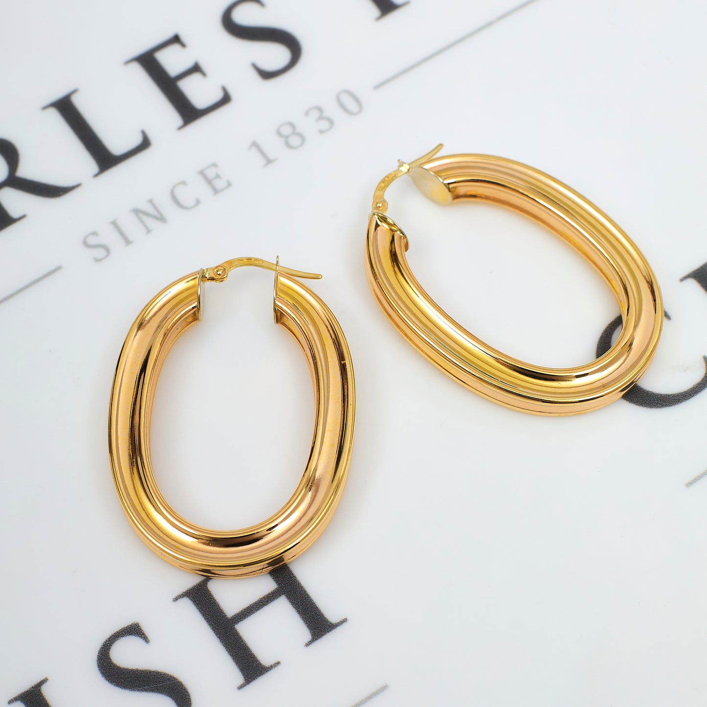 Pre-Owned 9ct Gold Oval Creole Hoop Earrings