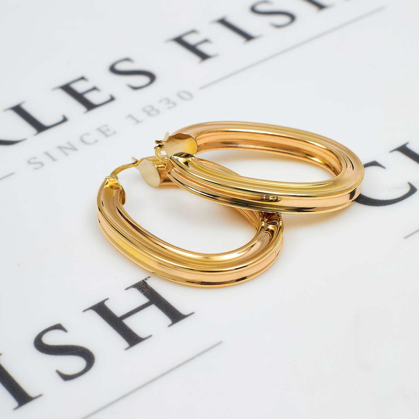 Pre-Owned 9ct Gold Oval Creole Hoop Earrings