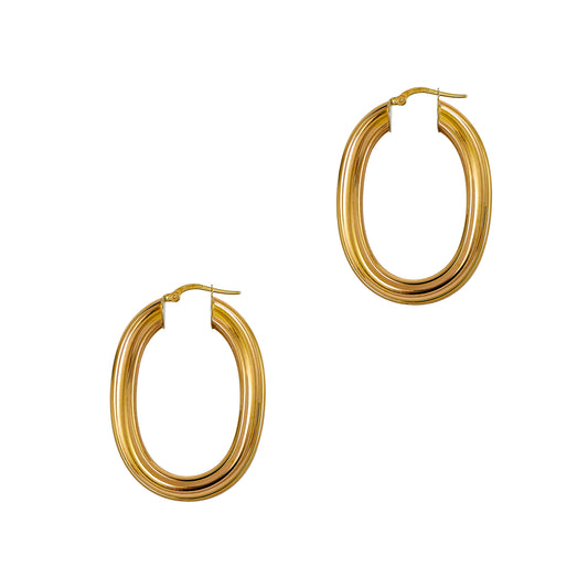 Pre-Owned 9ct Gold Oval Creole Hoop Earrings