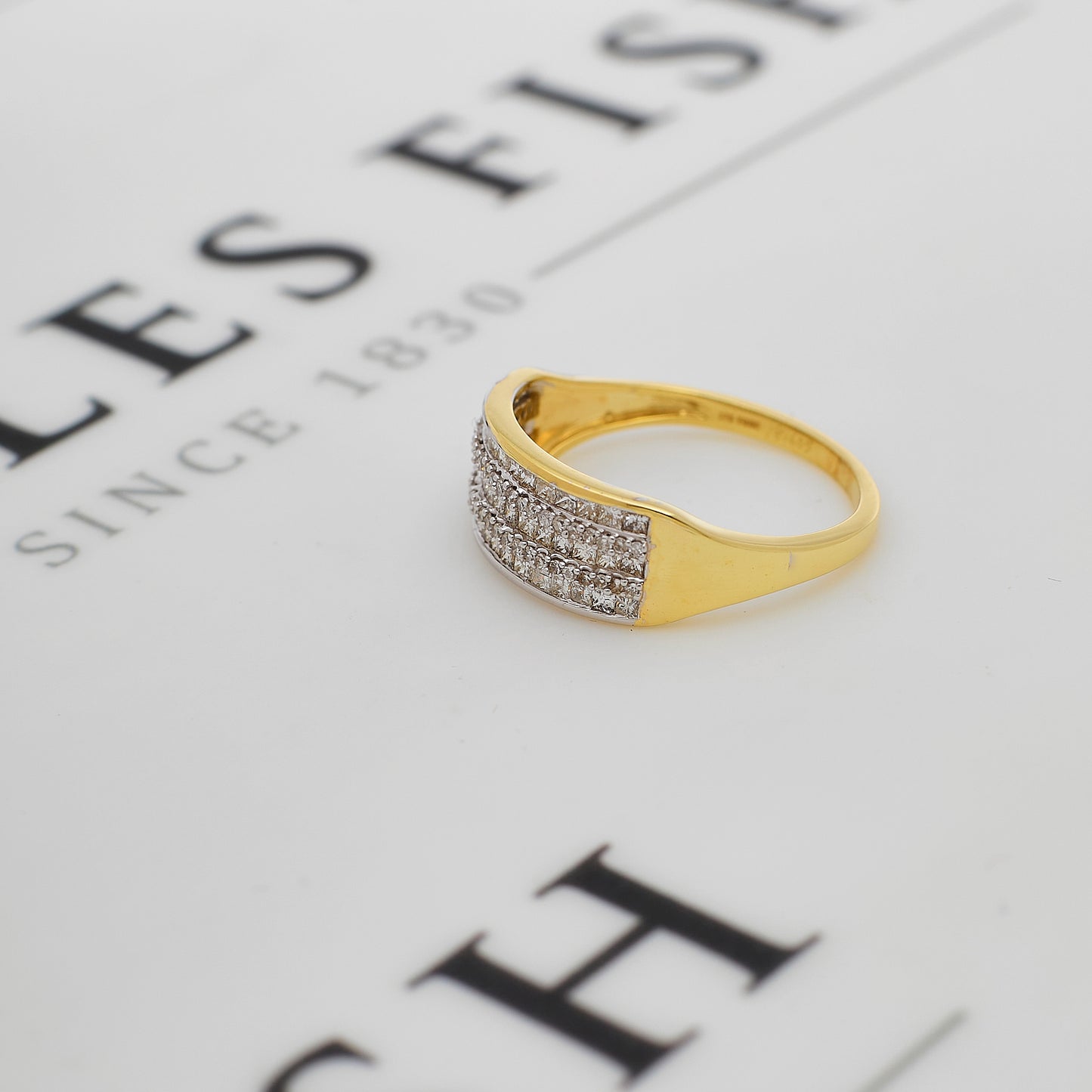 Pre-Owned 9ct Gold 5 Row Diamond Dress Ring Size T