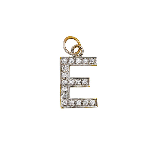 Pre-Owned 9ct Gold CZ Letter E Initial Pendant