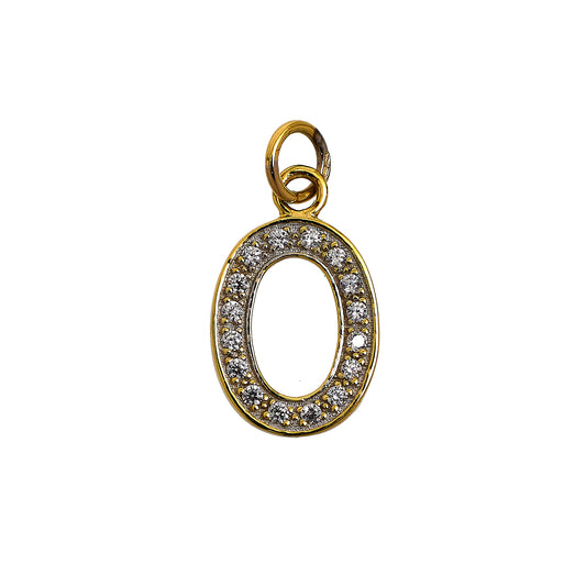 Pre-Owned 9ct Gold CZ Letter O Initial Pendant