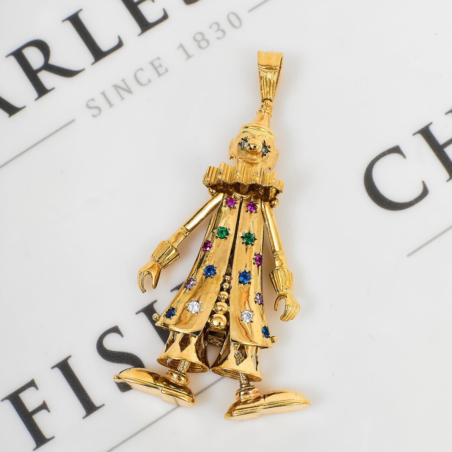 Pre-Owned 9ct Gold Synthetic Stone Clown Pendant