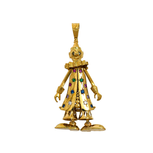 Pre-Owned 9ct Gold Synthetic Stone Clown Pendant