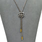 Pre-Owned 18ct White Gold 2 Tone Flower Tassel Necklace 17 Inch